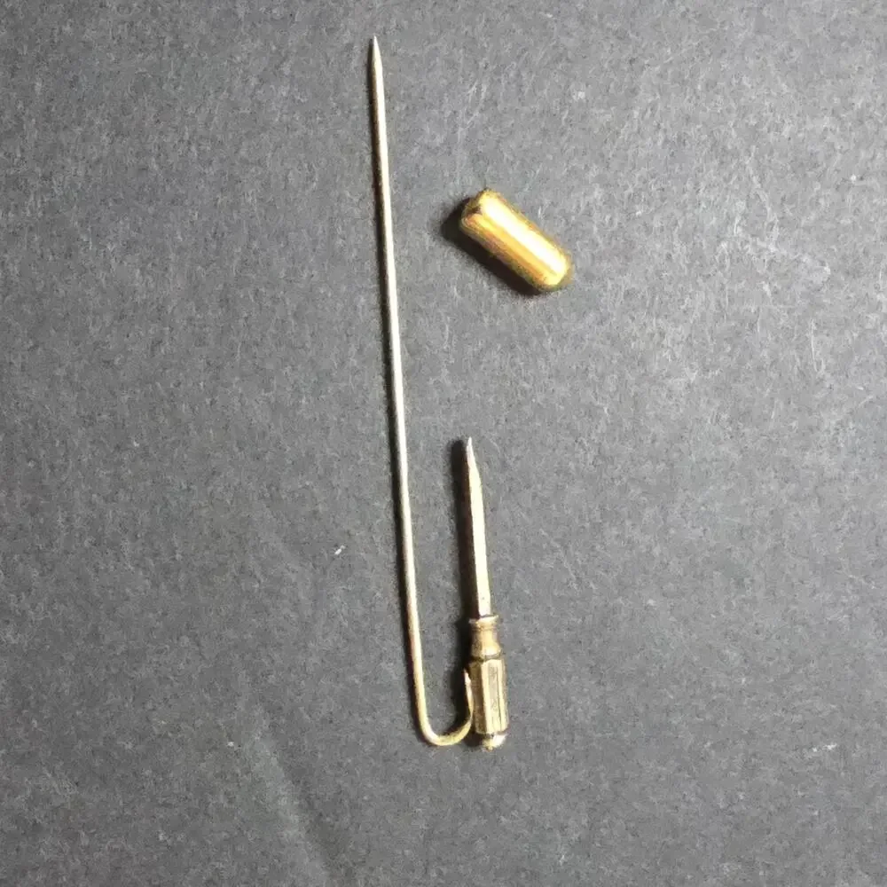 Vintage Miniature Screwdriver Stick Pin Gold Tone Tool Lapel Pin Unmarked 1940s